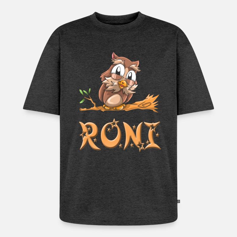 Eule Roni - Unisex Premium Oversized Bio T-Shirt - Anthrazit meliert