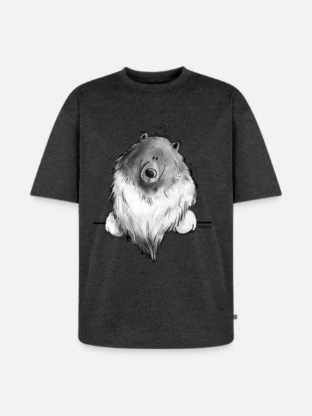 Funny Wolfsspitz I Comic Dog Gift - Unisex Premium Oversized Organic T-Shirt - heather anthracite
