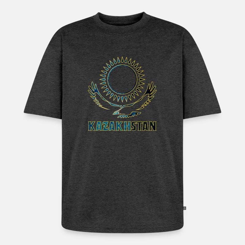 Kasachstan Steppenadler Geschenk - Unisex Premium Oversized Bio T-Shirt - Anthrazit meliert