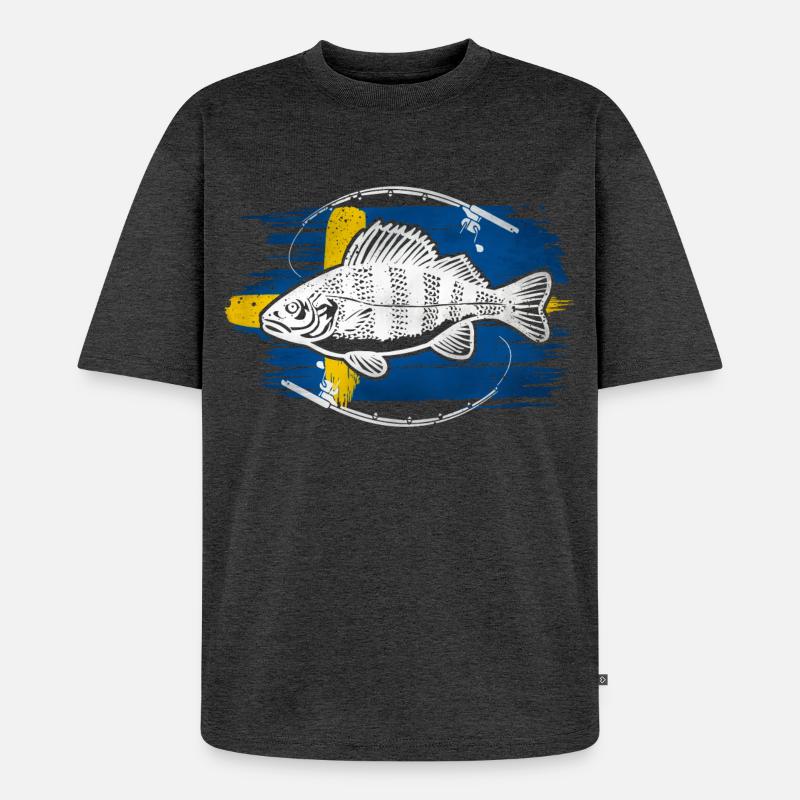 Perche de pêche de Suède - T-shirt Premium bio oversize Unisexe - anthracite chiné