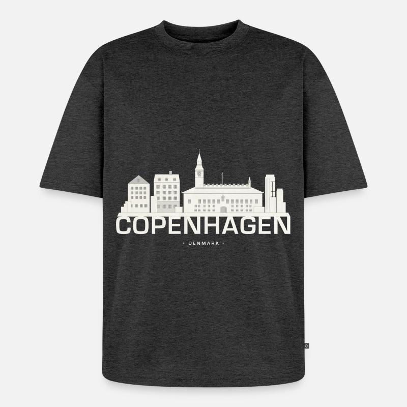 Skyline de Copenhague Copenhague - T-shirt Premium bio oversize Unisexe - anthracite chiné