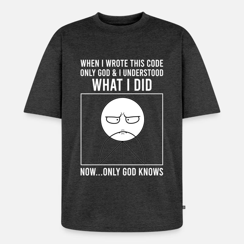 Programmierer Informatiker Softwareentwickler Meme - Unisex Premium Oversized Bio T-Shirt - Anthrazit meliert