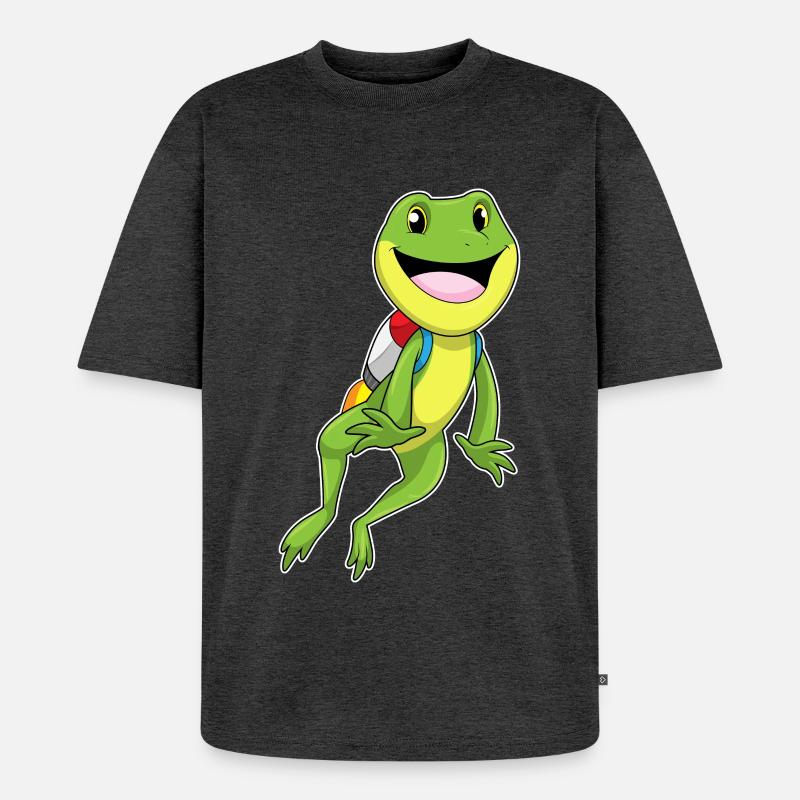 Frosch Jetpack - Unisex Premium Oversized Bio T-Shirt - Anthrazit meliert