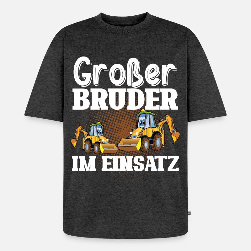 Großer Bruder Im Einsatz Bagger - Unisex Premium Oversized Bio T-Shirt - Anthrazit meliert