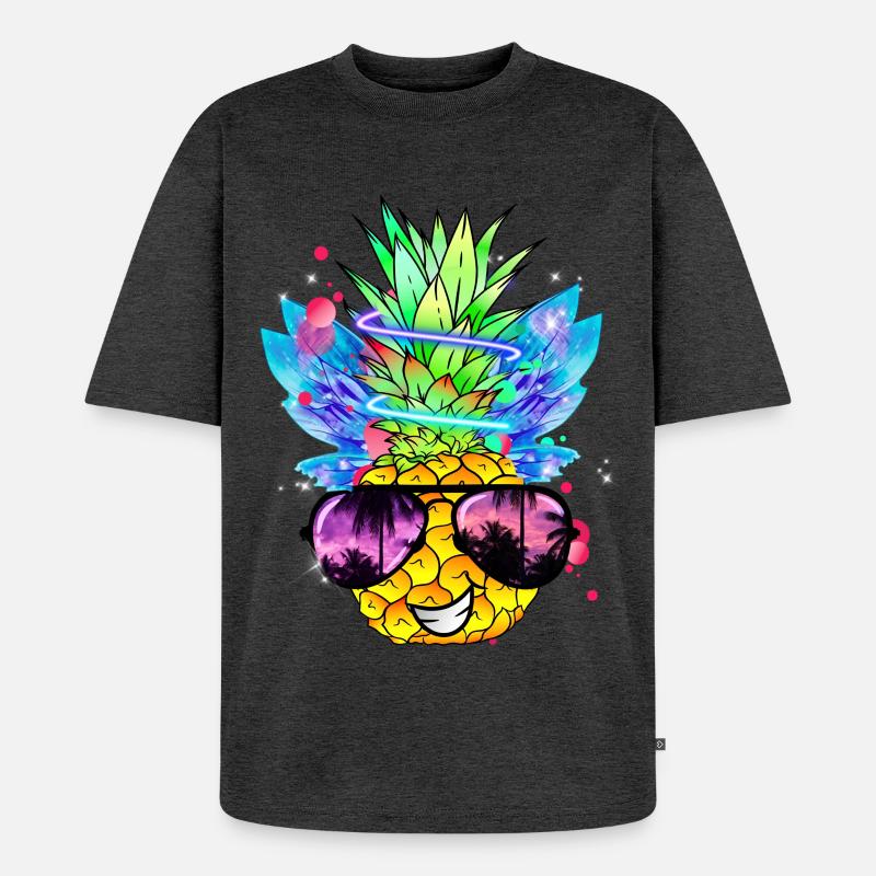 Ananas Kunst - Unisex Premium Oversized Bio T-Shirt - Anthrazit meliert