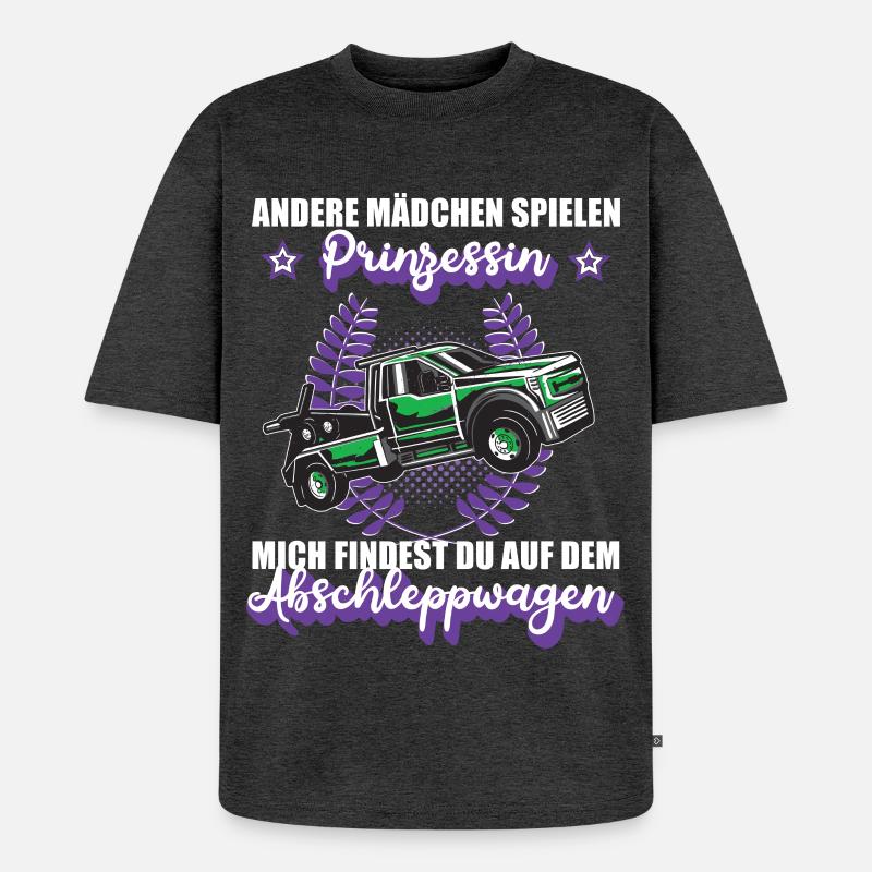 Abschleppwagen Abschleppdienst Mädchen Geschenk - Unisex Premium Oversized Bio T-Shirt - Anthrazit meliert