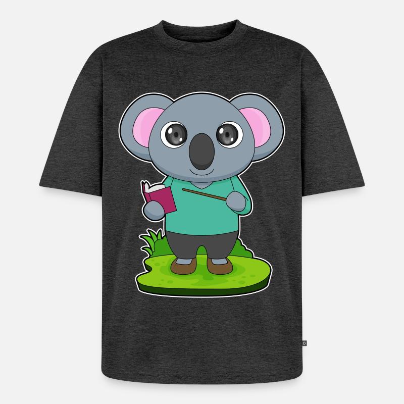 Koala Teacher Pointer - T-shirt Premium bio oversize Unisexe - anthracite chiné