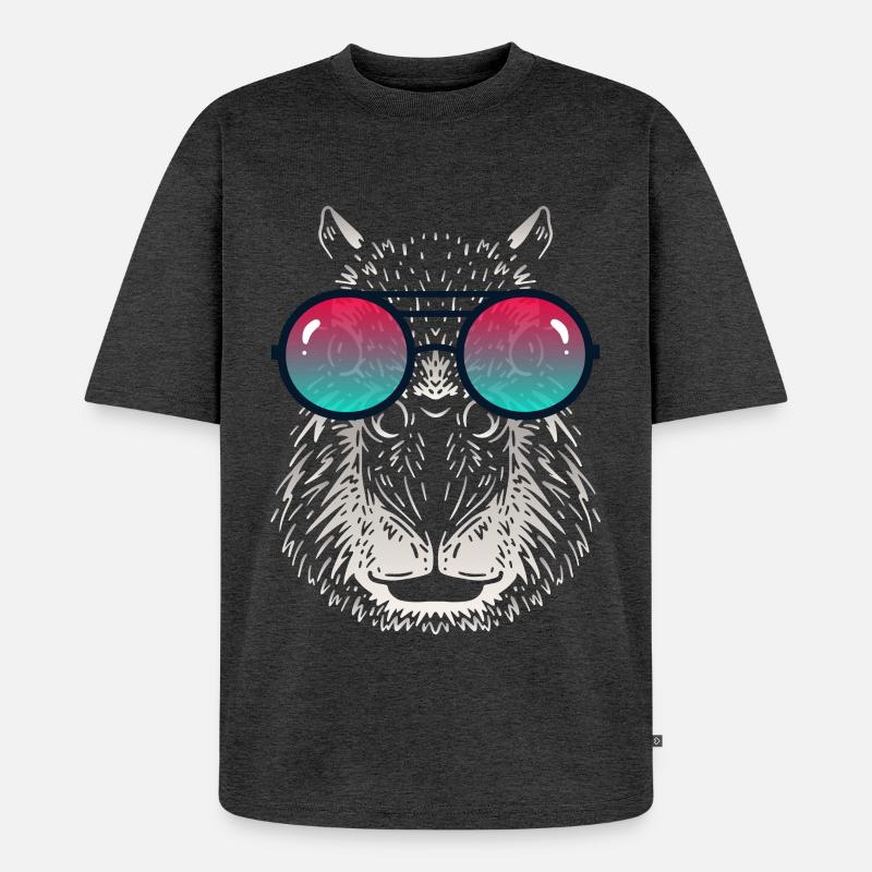 Cooles Capybara mit Sonnenbrille - Unisex Premium Oversized Bio T-Shirt - Anthrazit meliert