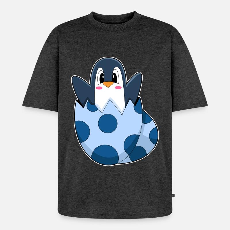 Pinguin Ei - Unisex Premium Oversized Bio T-Shirt - Anthrazit meliert