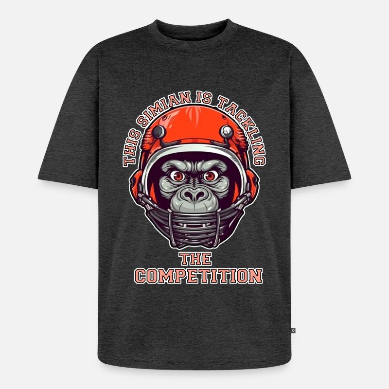 self-confident monkey accepts the challenge - Unisex Premium Oversized Organic T-Shirt - heather anthracite