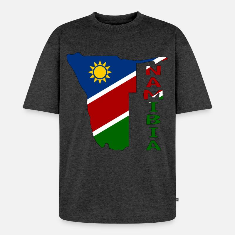 Namibia Map Flag - Unisex Premium Oversized Organic T-Shirt - heather anthracite