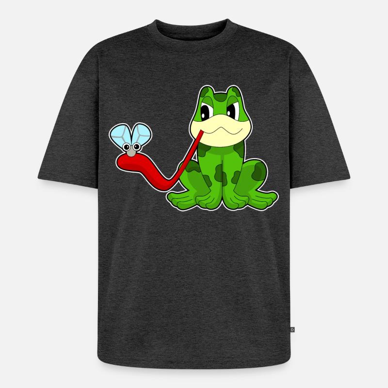 Frosch Fliege - Unisex Premium Oversized Bio T-Shirt - Anthrazit meliert