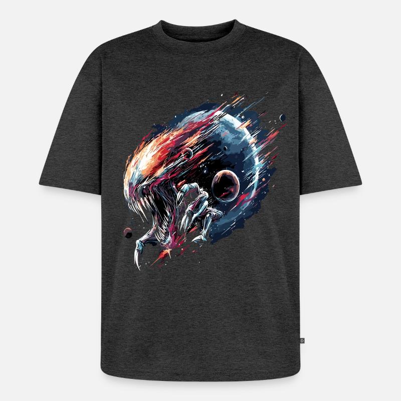 Alien Creature Planète Science-fiction - T-shirt Premium bio oversize Unisexe - anthracite chiné