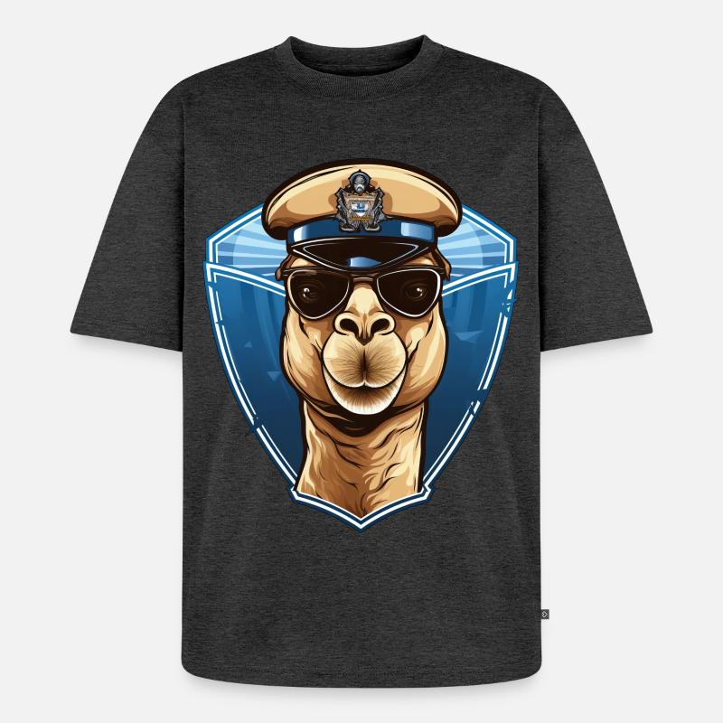 Kamel Polizist - Unisex Premium Oversized Bio T-Shirt - Anthrazit meliert