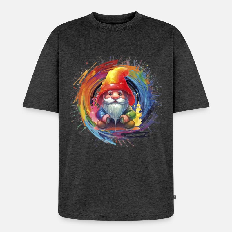 Bunter Weihnachtszwerg Zauberer - Unisex Premium Oversized Bio T-Shirt - Anthrazit meliert