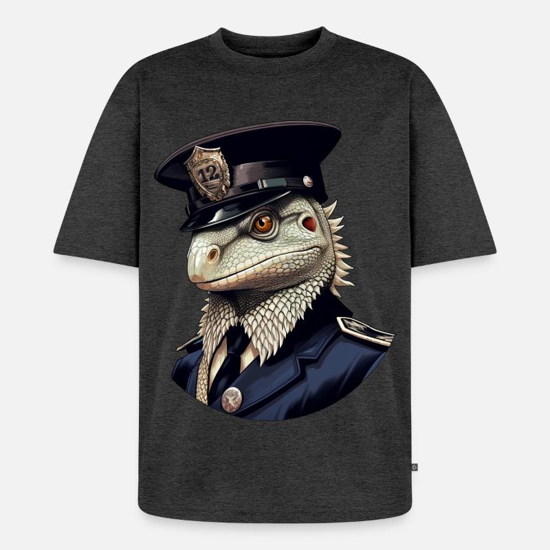 Polizei Eidechsen - Unisex Premium Oversized Bio T-Shirt - Anthrazit meliert