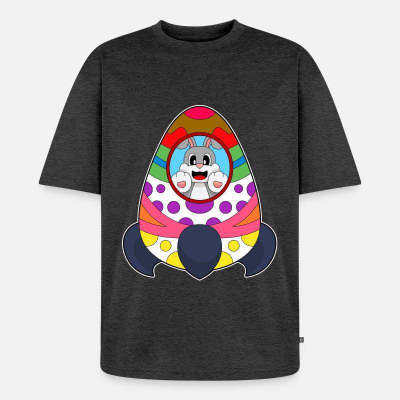 Rabbit Easter Rocket - T-shirt Premium bio oversize Unisexe - anthracite chiné
