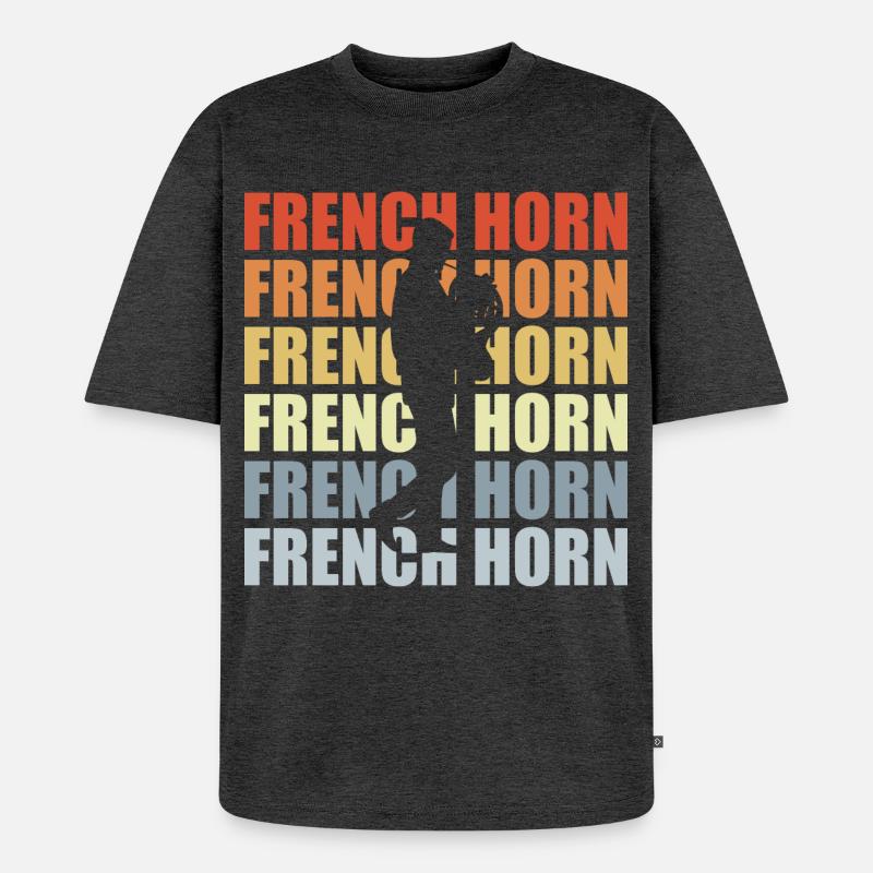 Retro Horn - Unisex Premium Oversized Bio T-Shirt - Anthrazit meliert
