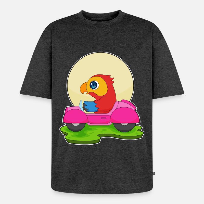 Papagei Auto - Unisex Premium Oversized Bio T-Shirt - Anthrazit meliert