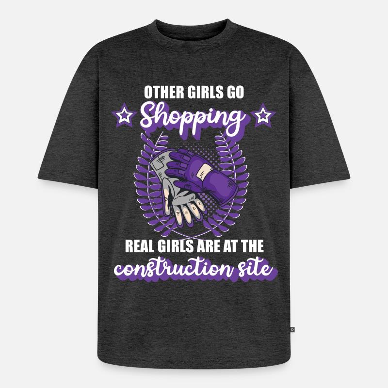 Bauarbeiterin Dachdeckerin Site Mädchen Geschenk - Unisex Premium Oversized Bio T-Shirt - Anthrazit meliert