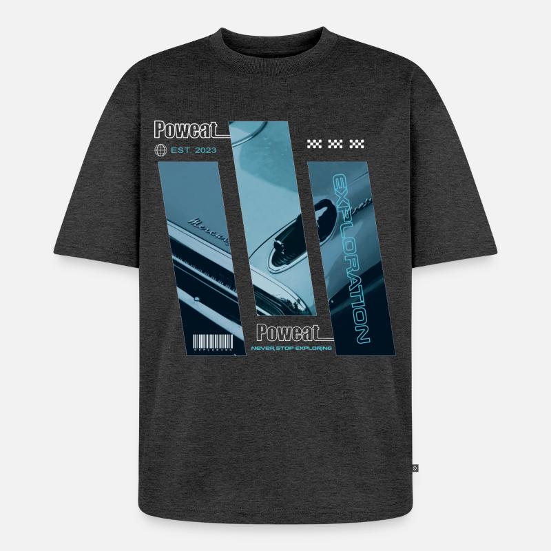 Never Stop Exploring - Unisex Premium Oversized Bio T-Shirt - Anthrazit meliert