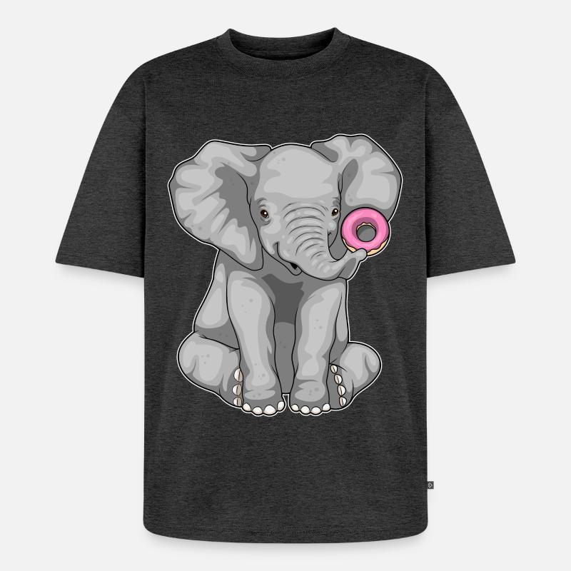 Beignet éléphant - T-shirt Premium bio oversize Unisexe - anthracite chiné