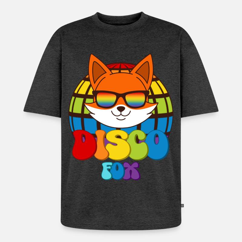 Disco Fox Discokugel Fuchs Sonnenbrille Discofox - Unisex Premium Oversized Bio T-Shirt - Anthrazit meliert
