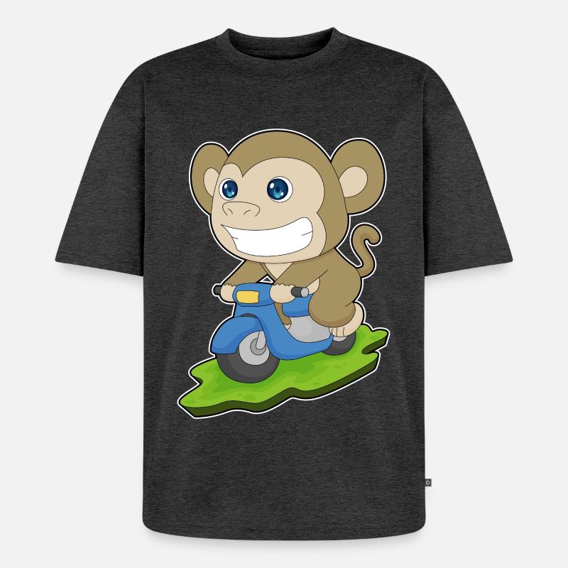 Affe Motorroller - Unisex Premium Oversized Bio T-Shirt - Anthrazit meliert