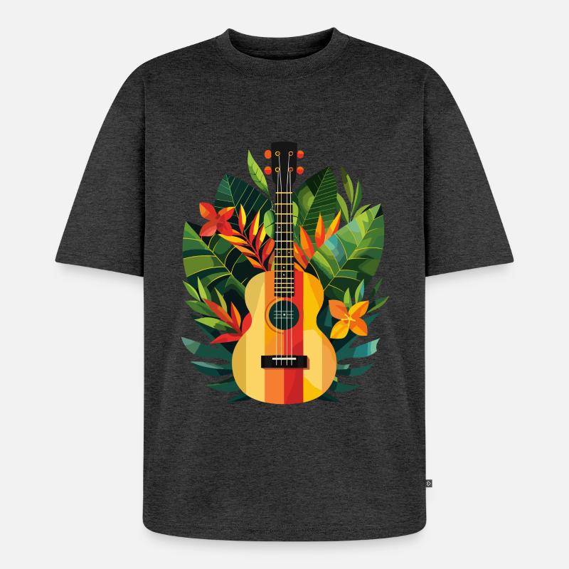 Ukulele Comic Look - Unisex Premium Oversized Bio T-Shirt - Anthrazit meliert