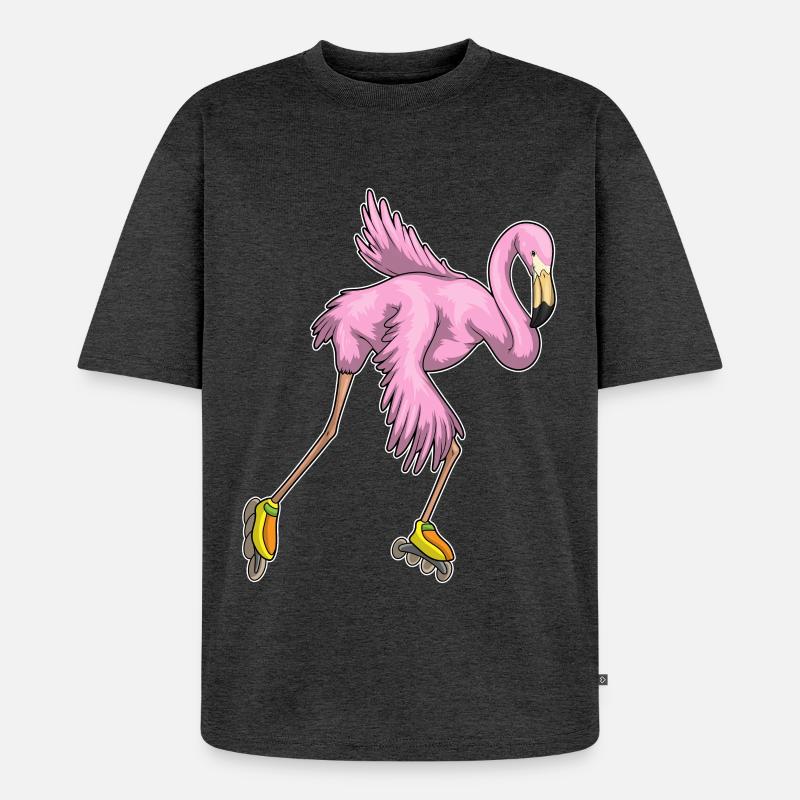 Flamingo Inline skating Rollschuhe - Unisex Premium Oversized Bio T-Shirt - Anthrazit meliert