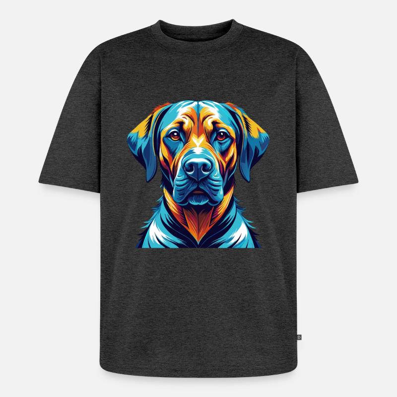 Rhodesian Ridgeback Hunderasse Karikatur Kawaii - Unisex Premium Oversized Bio T-Shirt - Anthrazit meliert