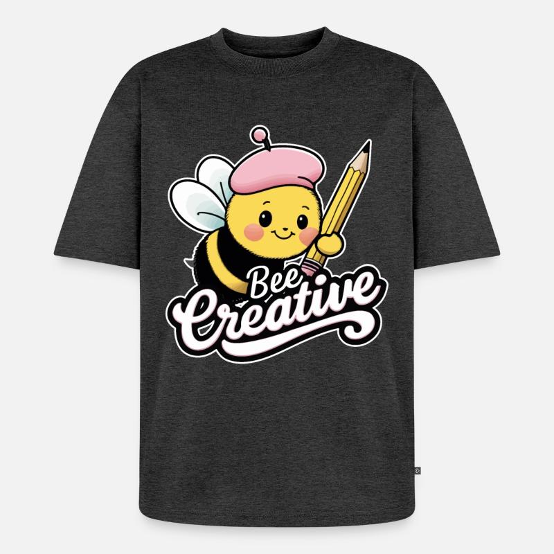 creative bee bee be creative - Unisex Premium Oversized Organic T-Shirt - heather anthracite