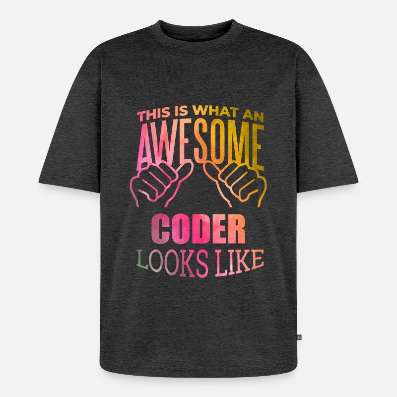 Coding - Unisex Premium Oversized Organic T-Shirt - heather anthracite