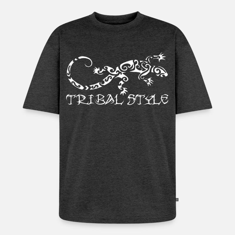 Polynesische weiße Eidechse - Unisex Premium Oversized Bio T-Shirt - Anthrazit meliert