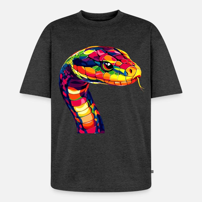 Schlange Python Kobra Mamba Klapperschlange Snake - Unisex Premium Oversized Bio T-Shirt - Anthrazit meliert