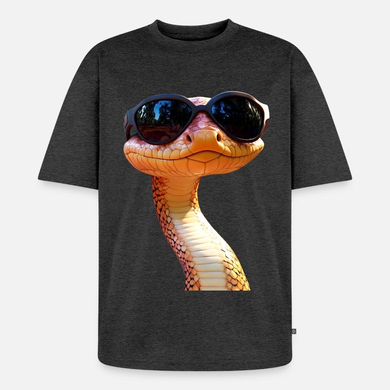 Schlange Python Kobra Mamba Klapperschlange Snake - Unisex Premium Oversized Bio T-Shirt - Anthrazit meliert