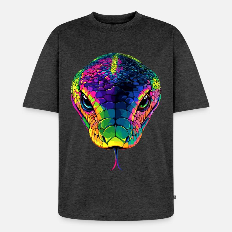 Schlange Python Kobra Mamba Klapperschlange Snake - Unisex Premium Oversized Bio T-Shirt - Anthrazit meliert
