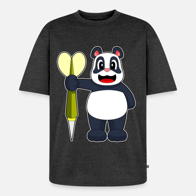 Panda Dart Dartpfeil - T-shirt Premium bio oversize Unisexe - anthracite chiné