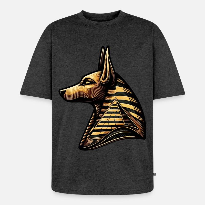Anubis | Wächter der Gräber Ägypten - Unisex Premium Oversized Bio T-Shirt - Anthrazit meliert