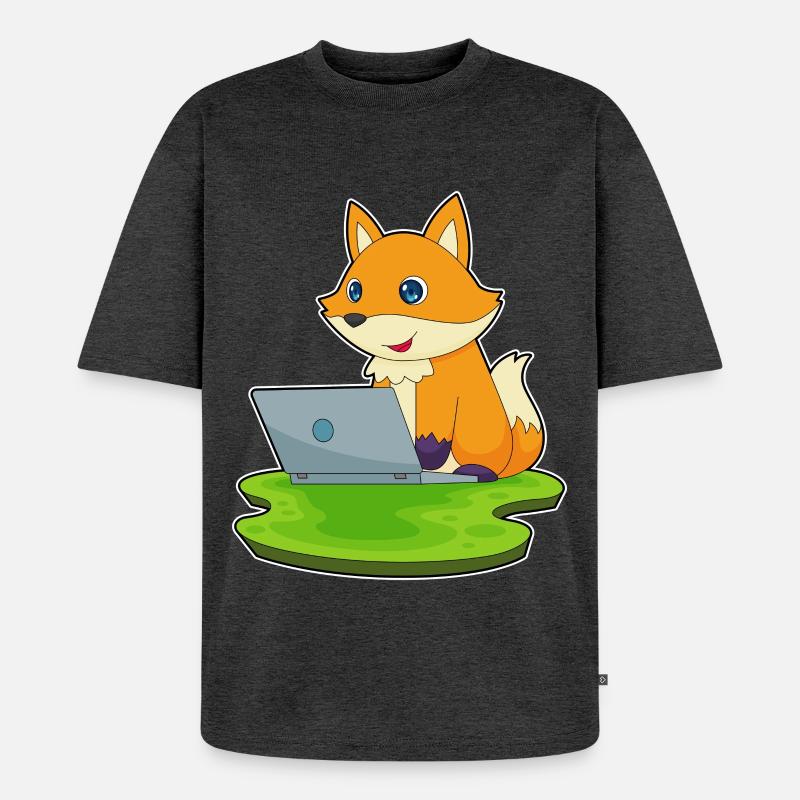 Fuchs Laptop - Unisex Premium Oversized Bio T-Shirt - Anthrazit meliert