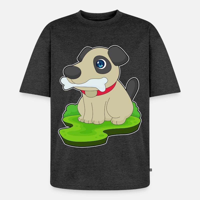 Hund Knochen - Unisex Premium Oversized Bio T-Shirt - Anthrazit meliert