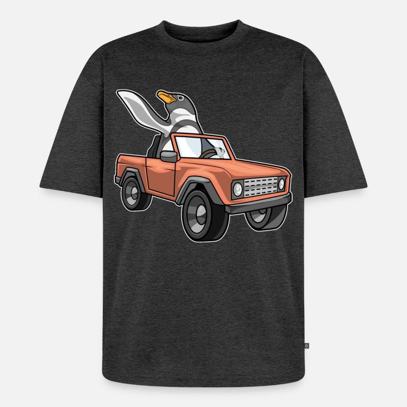 Pinguin Auto - Unisex Premium Oversized Bio T-Shirt - Anthrazit meliert