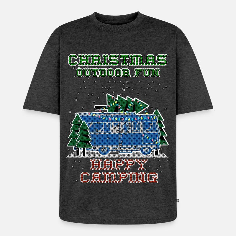 christmas Camping - Unisex Premium Oversized Bio T-Shirt - Anthrazit meliert