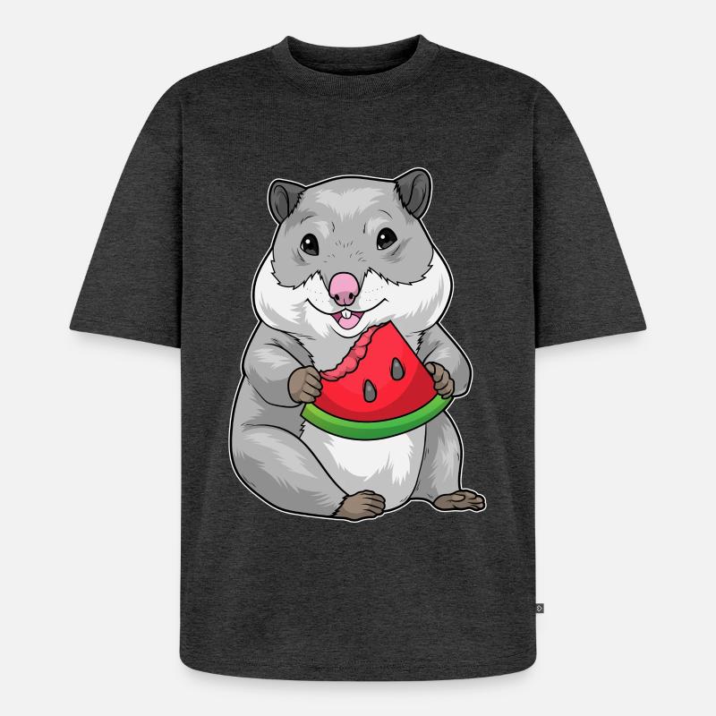 Hamster Pastèque - T-shirt Premium bio oversize Unisexe - anthracite chiné