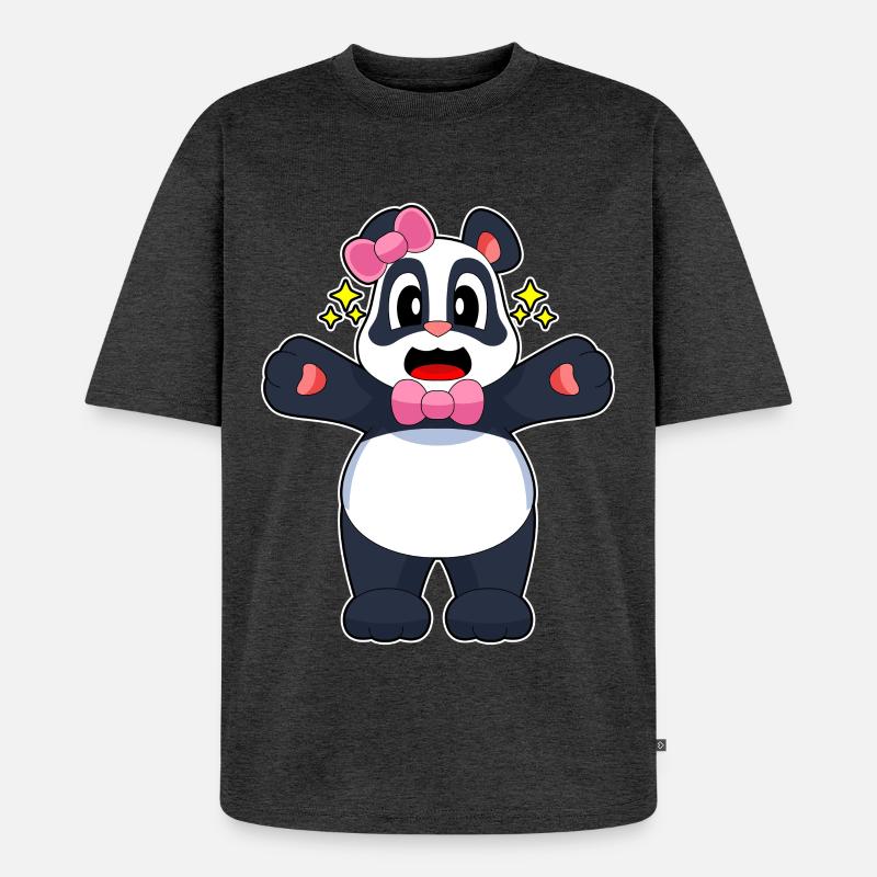 Panda Loop - Unisex Premium Oversized Organic T-Shirt - heather anthracite