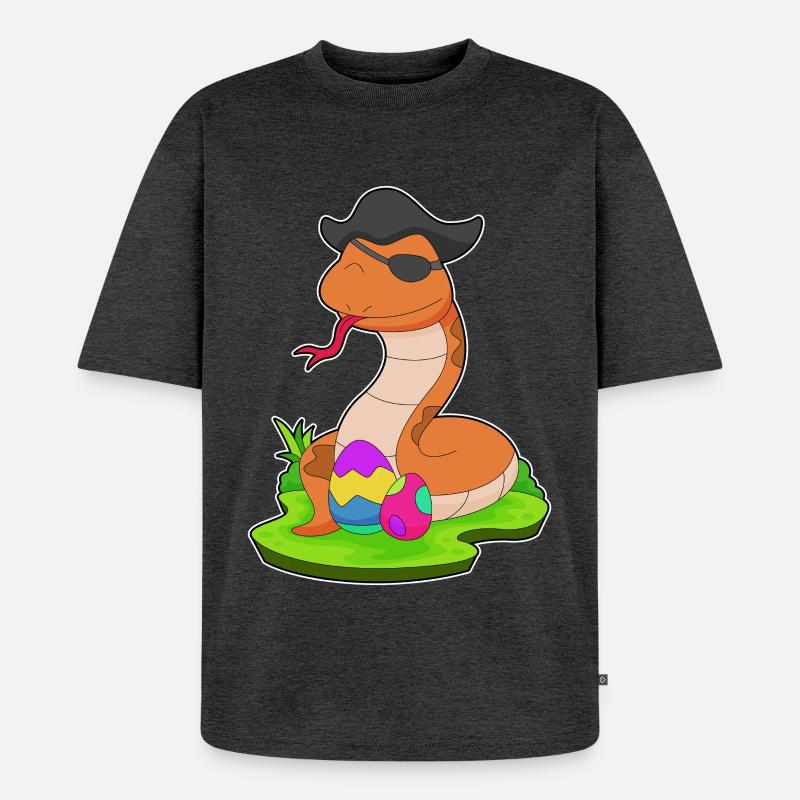 Snake Easter Pirate - Unisex Premium Oversized Organic T-Shirt - heather anthracite