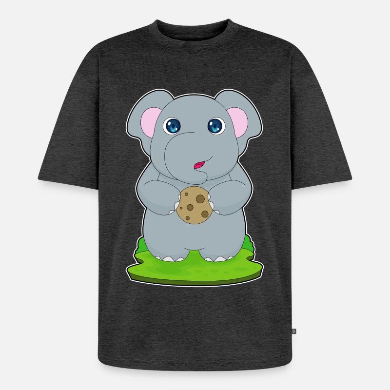 Elefant Cookie - Unisex Premium Oversized Bio T-Shirt - Anthrazit meliert