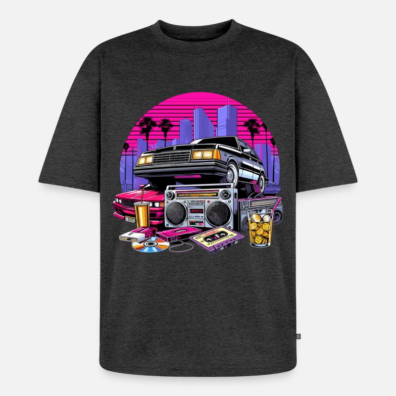 Kompaktkassette Ghettoblaster 90er Retro Geschenk - Unisex Premium Oversized Bio T-Shirt - Anthrazit meliert
