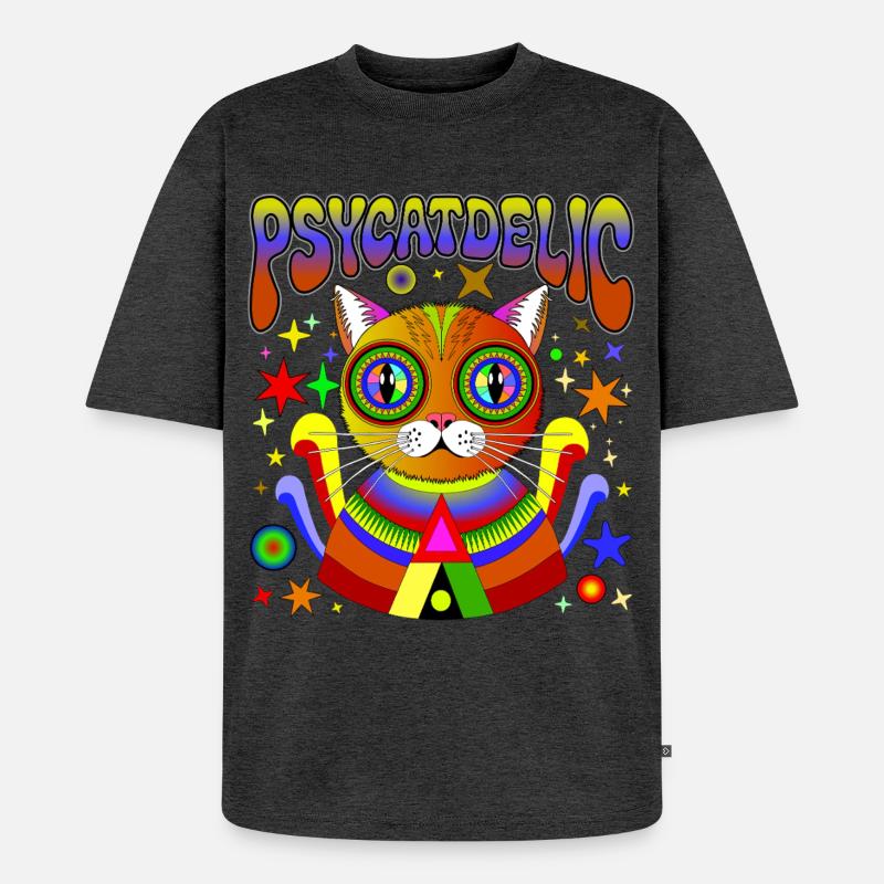 PSYCATDELIC - Unisex Premium Oversized Bio T-Shirt - Anthrazit meliert