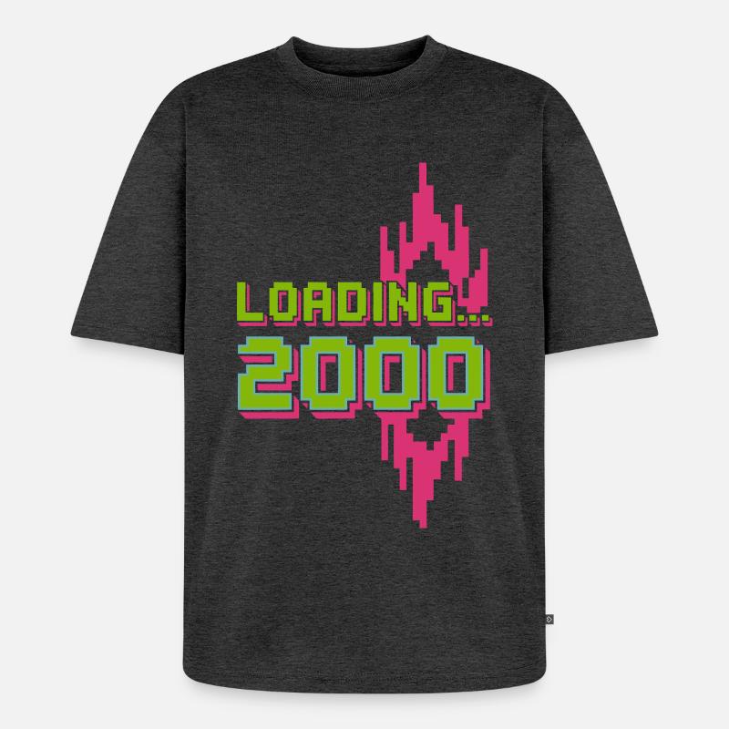Retro Pixel Loading 2000 Design - Unisex Premium Oversized Bio T-Shirt - Anthrazit meliert